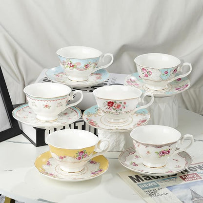 fanquare Colorful Floral Porcelain Coffee Cups - Image 5