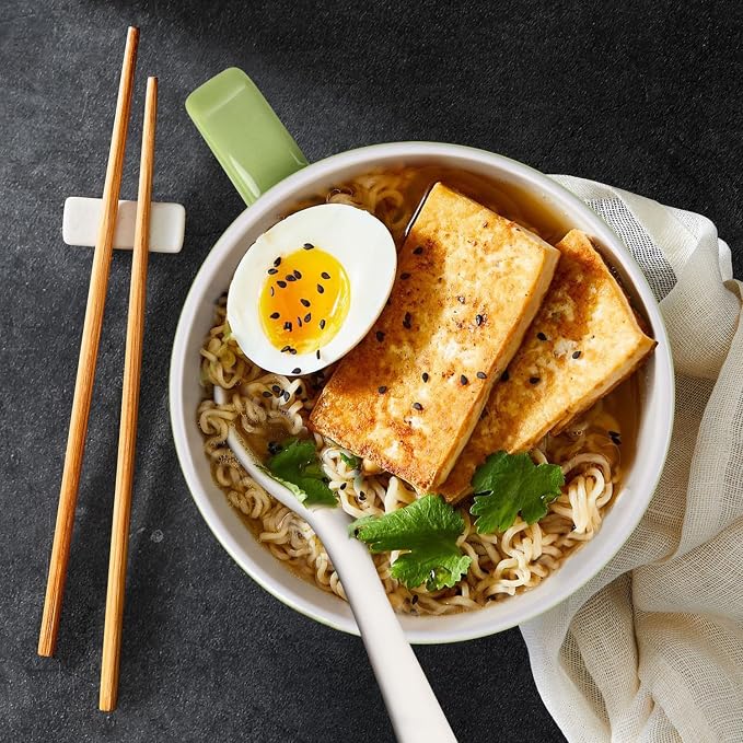 Soup Bowls with Handles & Spoons, 30oz Ceramic Ramen Bowl with Lid, Large Soup - Image 4