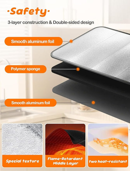 Heat Resistant Mat for Countertop 15.7x35.4 inch – Kitchen Counter Protector Blocks Up to 50% Heat, for Food Warming Mats, Air Fryer, Coffee Maker, Toaster Oven, Waterproof & Oil-Resistant