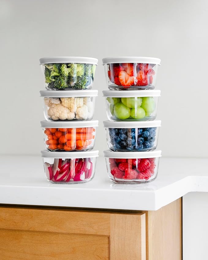 16-Piece Glass Food Storage Containers Set | 1-Cup, Leakproof | Microwave - Image 2