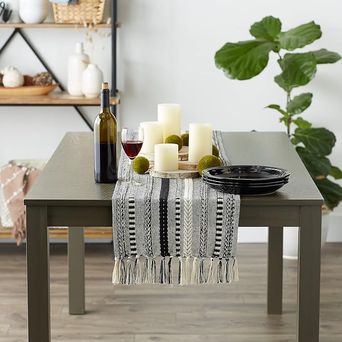 DII Farmhouse Braided Stripe Table Runner Collection - Image 5