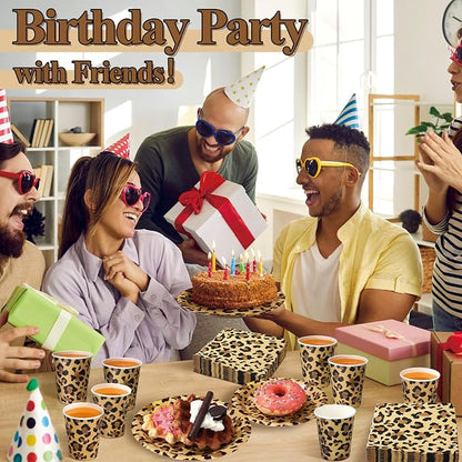 Funnymoom 250 Pcs Leopard Print Plates Napkins and Cups Cheetah Print Party - Image 4