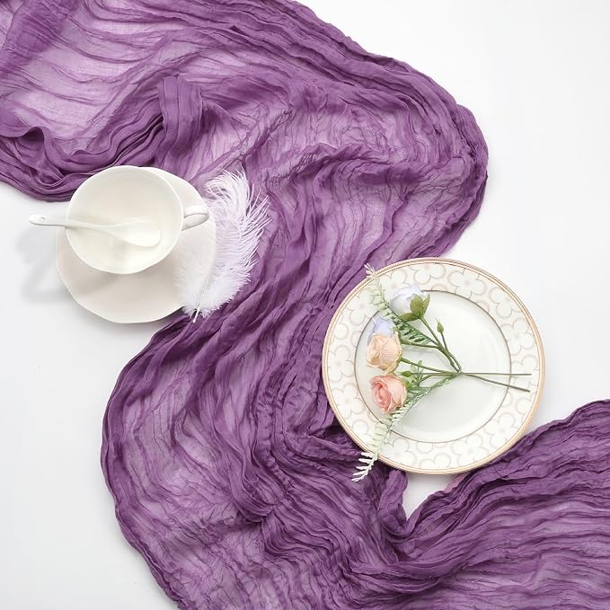 6 Pack Purple Cheesecloth Table Runner 35 x 120 Inch | Boho Gauze Cheese Cloth - Image 6