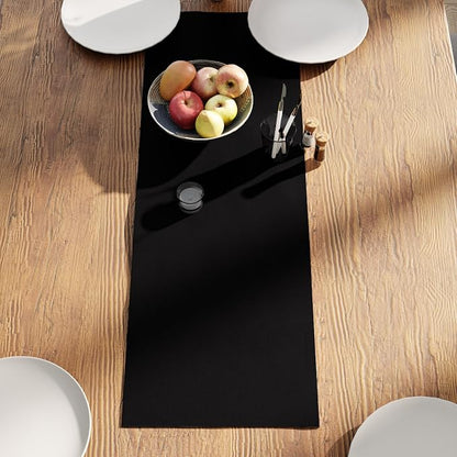 Encasa XO Table Runner, Cotton Canvas Dining Runner 13"x36" | Jet Black - Image 3