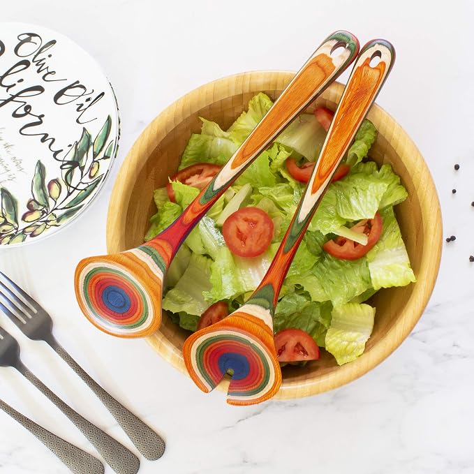 Totally Bamboo Baltique Marrakesh Collection Wooden Salad Serving Utensils Set - Image 2