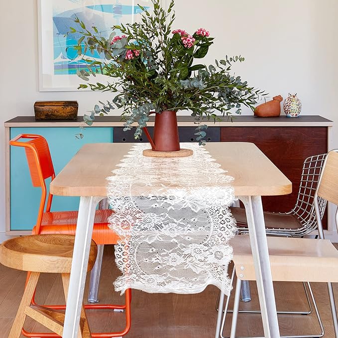 10 Pcs White Lace Table Runner 14 x 120 Inch Vintage Table Runner - Image 5
