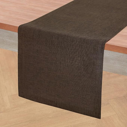 Solino Home 100% Pure Linen Table Runner Brown Long, Athena 14 x 108 in | Table by SolinoHome