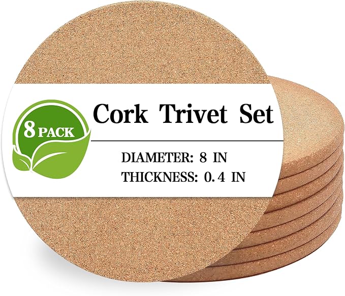 Cork Trivet, 8 Pack High Density Thick Cork Coasters Set by Unknown