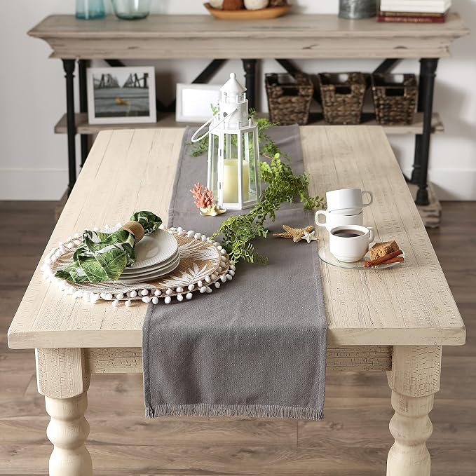 DII Everyday Collection, Fringed Solid Tabletop, Table Runner - Image 4