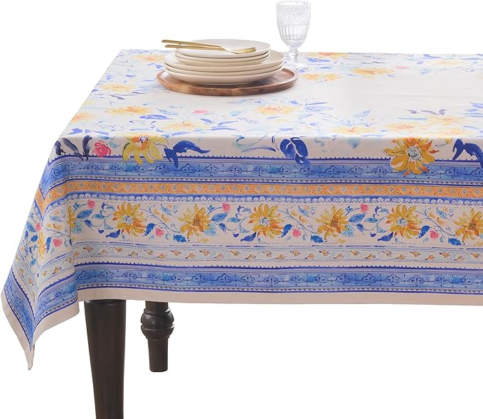 Maison d' Hermine Table Cloth Rectangle Table 100% Cotton 60 x 108 Inches Tablecloth Reusable Decorative for Dining Room Farmhouse Home Valentines Day Decorations Spring Summer - Girassol