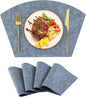 Homaxy Round Table Placemats Set of 4, Washable Wedge Shaped Faux Leather Table Mats, Wipeable Kitchen Dinner Place Mats for Indoor Outdoor, Blue