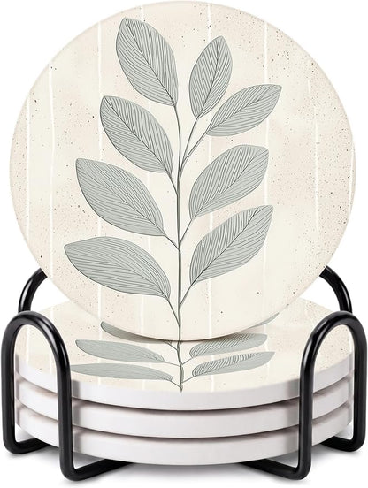 VEYRO Ceramic Coasters Set of 6 or 4 – Absorbent Stone Drink Coasters by Veyro