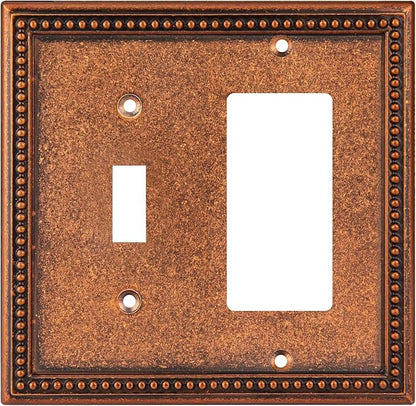 Henne Bery Raised Pearls Decorative Wall Plate Switch Plate Outlet Cover (Toggle/Decorator, Sponged Copper)