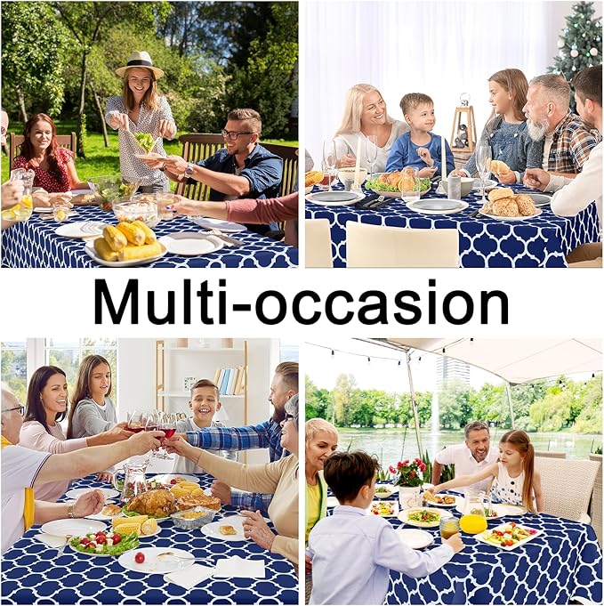 Smiry Rectangle Table Cloth Cover, Waterproof Vinyl Tablecloth with Flannel Backing for Rectangle Tables, Wipeable Spillproof Plastic Tablecloths for Dining, Camping and Indoor (60"x120", Navy)
