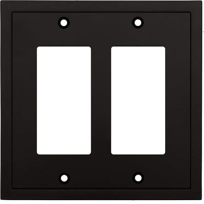 Modern Edge Decorative Wall Plate Switch Plate Outlet Cover, Durable Solid Zinc Alloy (Double Decorator, Matte Black)