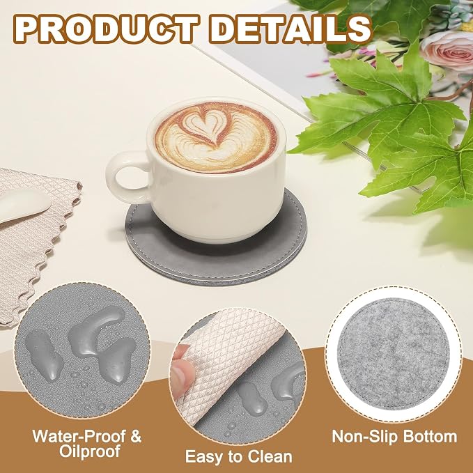 uxcell 5Pcs PU Leather Coasters - Image 3