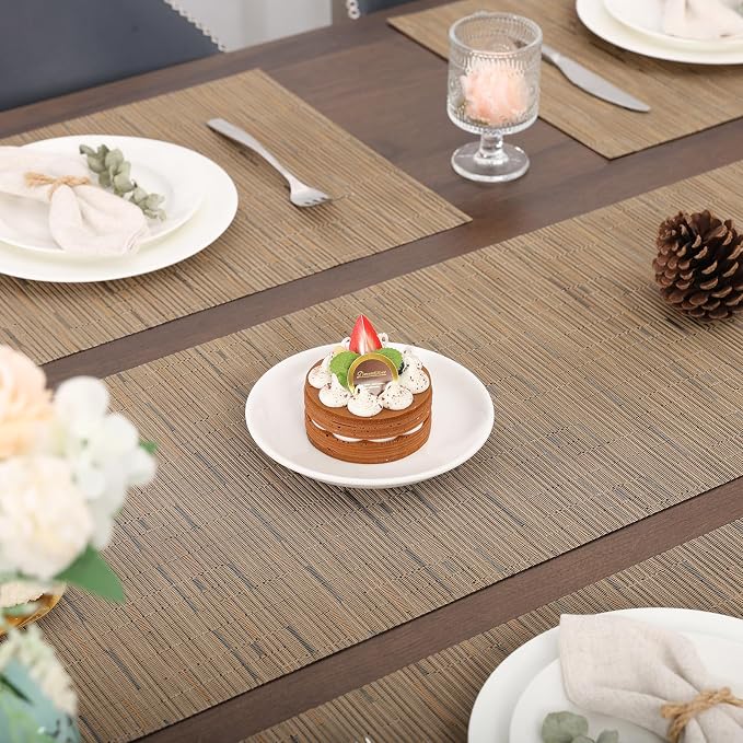Myir JUN Light Brown Table Runner Home Decor Dining Table Runners | Vinyl Table - Image 3
