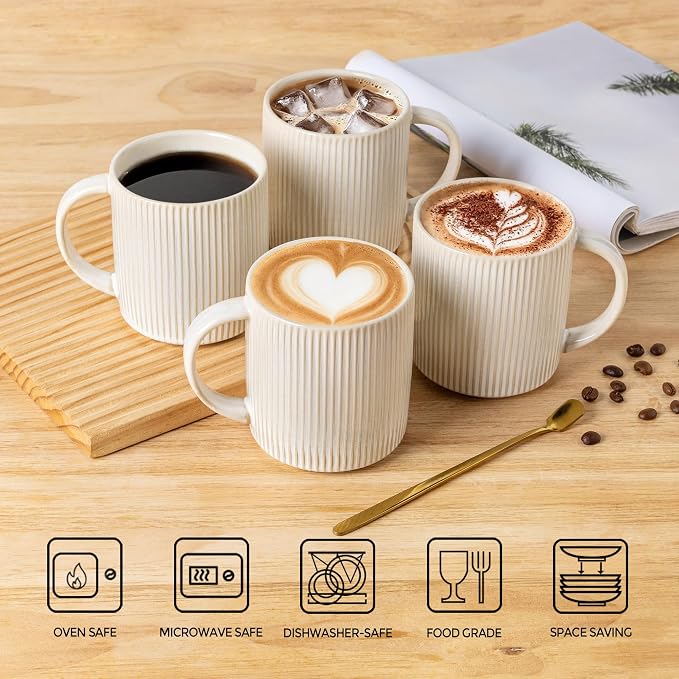 theterra Ceramic Coffee Mugs Set of 6, 14.2 oz Coffee Cups - Image 4