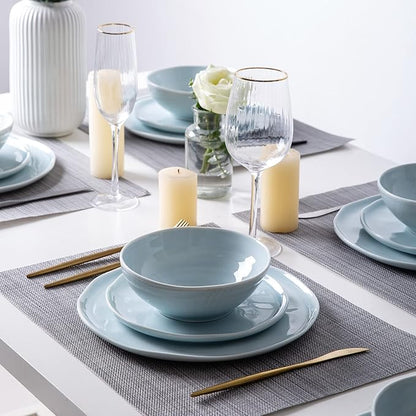 LERATIO Dinner Plates,10.5 inch Ceramic Plates Set of 6,Handmade Porcelain Plates for kitchen with Wavy Edge,Microwave & Dishwasher & Oven Safe,Light weight & Scratch Resistant Dishes Set