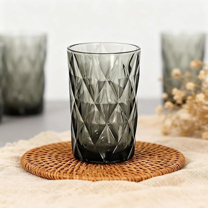 Bandesun Drinking Glass set of 6 Diamond Pattern Kitchen Glassware Tumbler（12 - Image 5