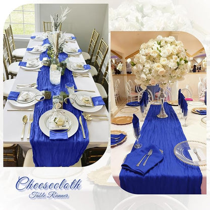 6 Pack Royal Blue Cheesecloth Table Runner, 17 x 108 inch, Semi Sheer Boho - Image 5