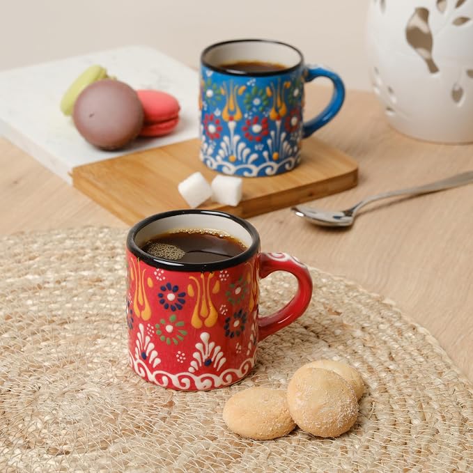 Ceramic Espresso Cups, 5 Oz Espresso Cups Set of 4, Handmade Espresso Cup - Image 6