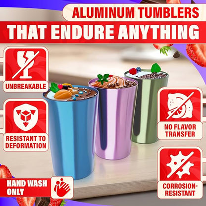 Retro Style Aluminum Cups 15 oz Set of 6 - Image 3