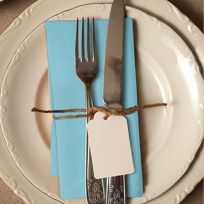 Urban Villa Easter Dinner Napkins Solid Slub Set of 6 Aqua Color Dinner Napkins Over Sized 20X20 in Cloth Napkins Cotton Cloth Napkins Premium Quality with Mitered Corners Ultra Soft DinnerNapkins