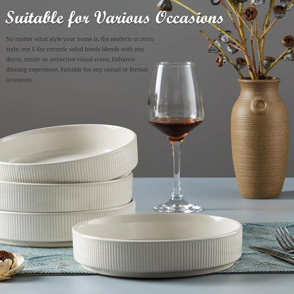 E-far Pasta Bowls Set of 4, 35oz Large Salad Bowl Plate - Image 8
