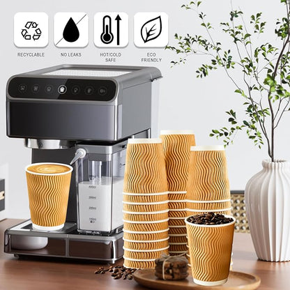 BYSNOW 100 Pack 12 oz Coffee Cups, Insulated Disposable Hot Paper Cups | - Image 7