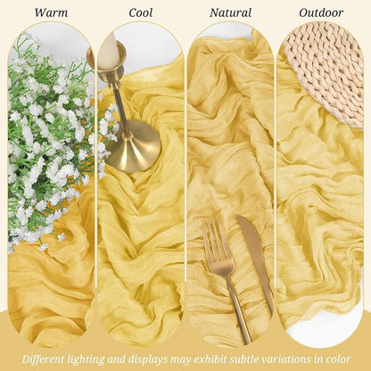 Pesonlook Cheesecloth Table Runner Gold, 10 Pack 17.7x108 inch, Long | Rustic - Image 6
