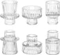 Taper Votive Candle Holder for Pillar Candles Tealight, Candlestick Holder for Wedding Christmas Tea Party, Boho Ribbed Vintage Crystal Glass Table Centerpiece Decor, Bulk Set of 6 (Clear)