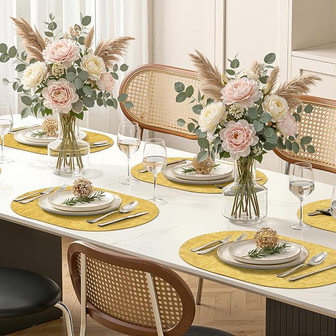 Placemats Set of 4, 11.8 x 17 Inch, Waterproof Wipeable Reversible PU Placemat - Image 9