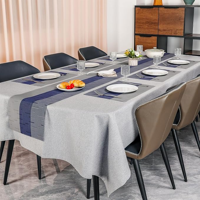 Table Runner 71 Inches Long, Vinyl Woven Farmhouse Table Runners | Washable - Image 6