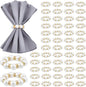 Peacoblue 120Pcs Gold Napkin Rings Imitation Pearl Ring Napkin Holder for Table Decor Settings, Vintage Napkin Ring for Wedding Christmas Thanksgiving Day Party