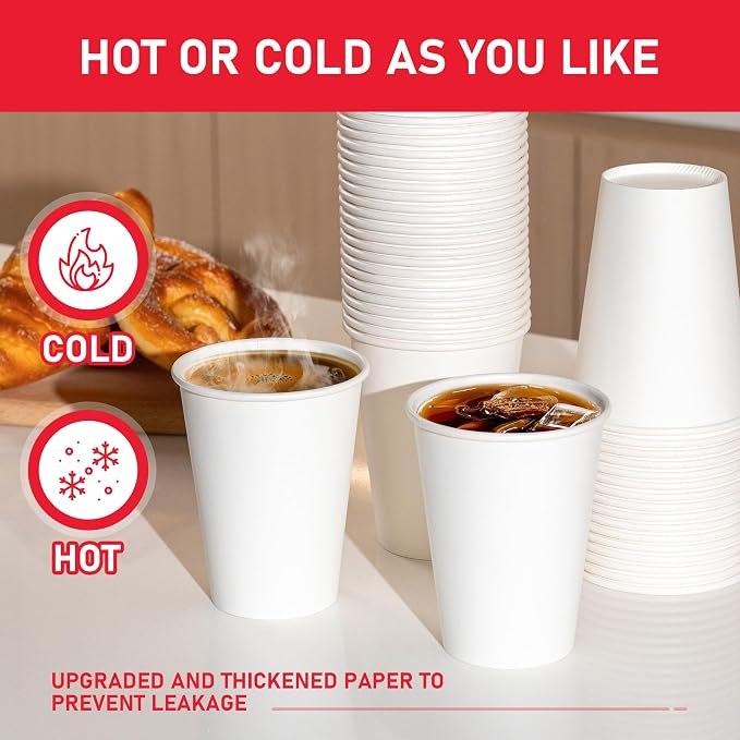 12 oz 1000 Pack Disposable Paper Coffee Cups, Hot Paper Cups, Thickened - Image 5