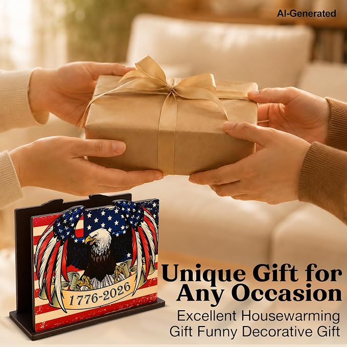 Eagle Independence Day Decor Wood Napkin Holder - Image 7
