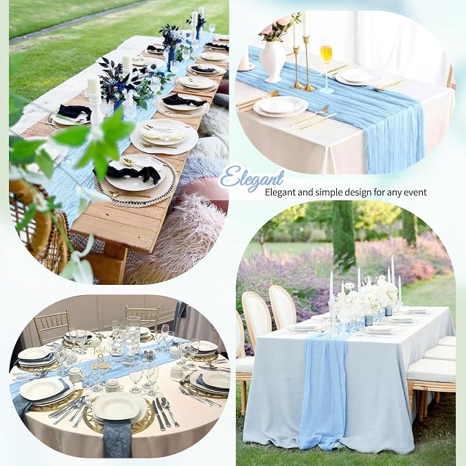 4 Pack Baby Blue Cheesecloth Table Runner 10Ft, Gauze Table Runners 21.5 x 120 - Image 6