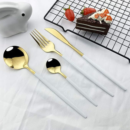 JASHII Flatware Serving Set 24 Piece, Stainless Steel Silverware Set, Modern - Image 5