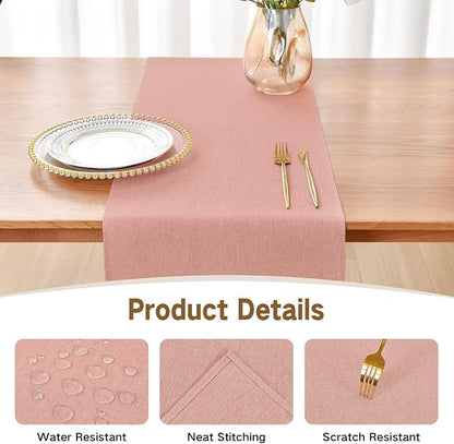 Faux Linen Table Runner Water Resistant 13 x 48 in, Coffee Table Runner - Image 3