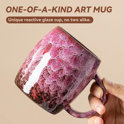 Roseate Nebula Ceramic Coffee Mug - 14 oz Unique Reactive Glaze Coffee Cup - Image 3