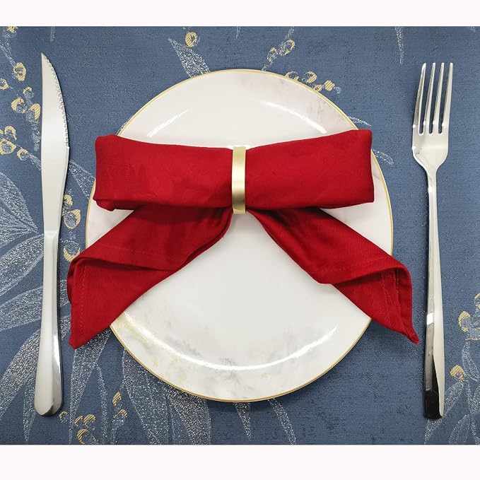 Round Metal Gold Napkin Rings Set of 8 | Modern Fall Napkin Ring Holders - Image 6