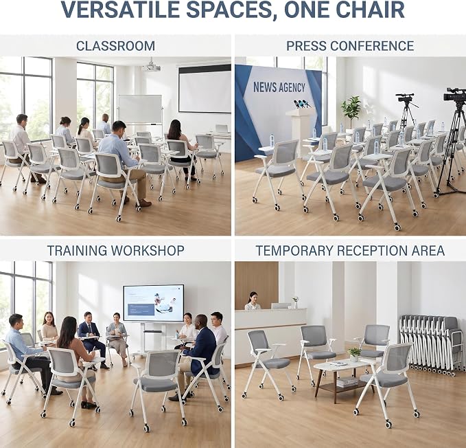 6 Pack Foldable Office Training Chairs - Image 3