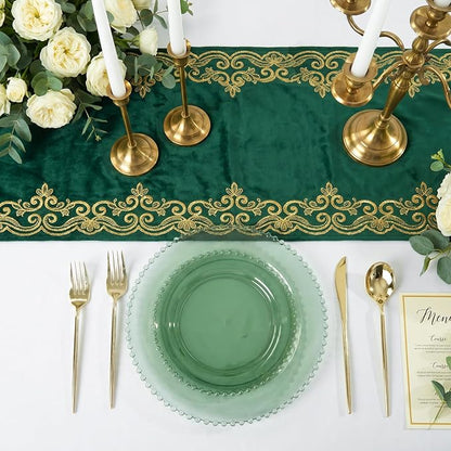 U-QE 60PCS Clear Green Plastic Plates, Beaded Plates Disposable Heavy Duty | - Image 8