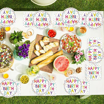 40 Pcs Birthday Plates and Napkins Party Supplies, 9-inch Disposable Happy - Image 8