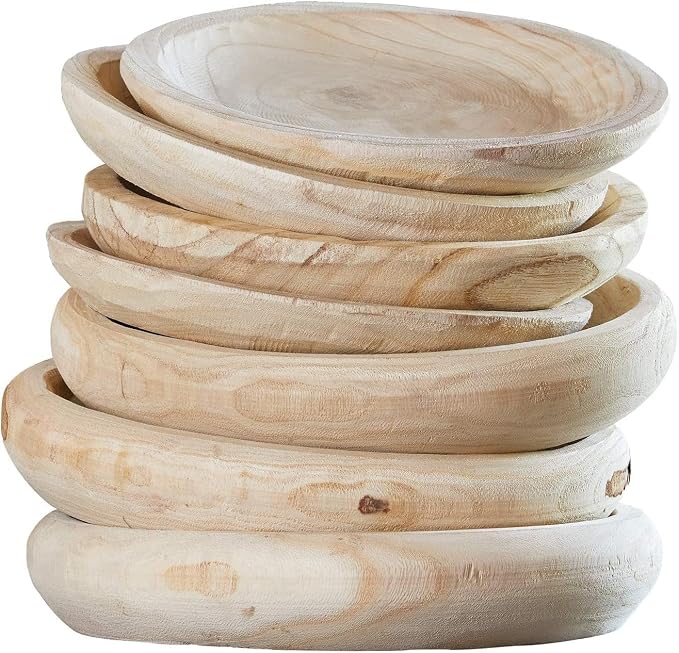 Wooden Decorative Bowl – Hand Carved Natural Wood Fruit Bowl, Rustic Farmhouse - Image 5