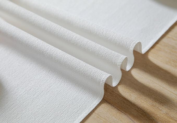 White Table Runners 108 Inches Long, Burlap Linen Style Rustic Farmhouse Table - Image 6
