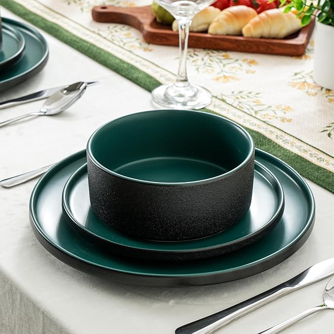 26 OZ Ceramic Cereal Bowls Set, 6 Inch, Modern Green | Handcrafted, Dishwasher - Image 5