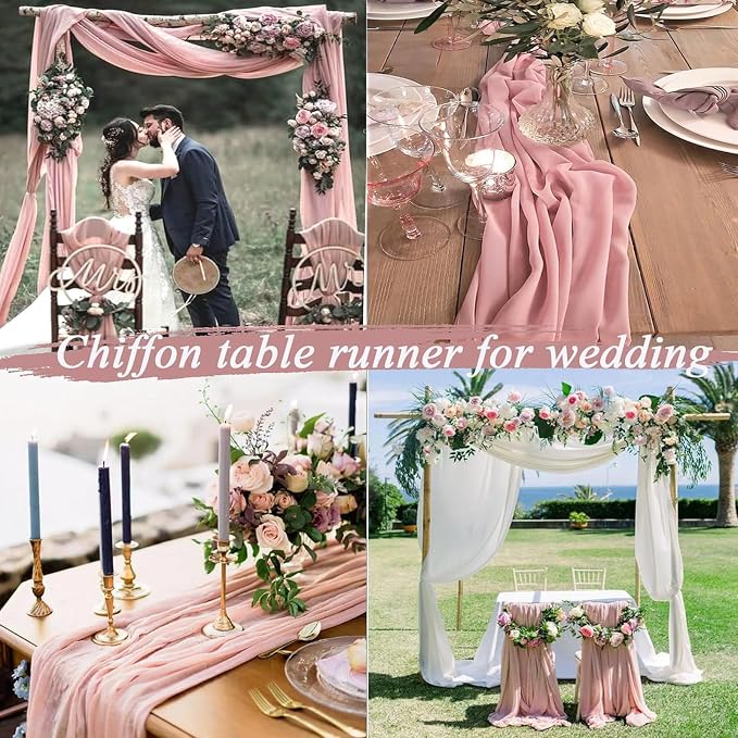10FT Dusty Rose Chiffon Table Runner 30x120 Inches Sheer Table Runner Boho - Image 6