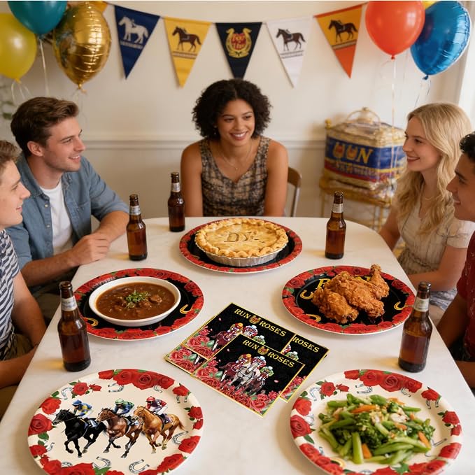 40 Pcs Derby Day Plates and Napkins Set, 9 Inch Run - Image 5